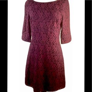 ABS Allen Schwartz Purple Lace Blue Lining Dress 6
